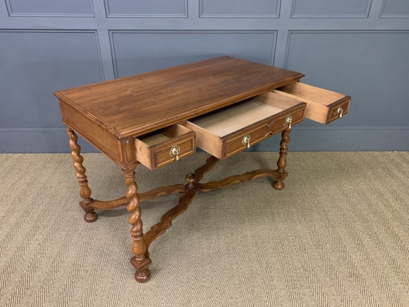 Walnut Barley Twist 3 Drawer Side Table - Image 11