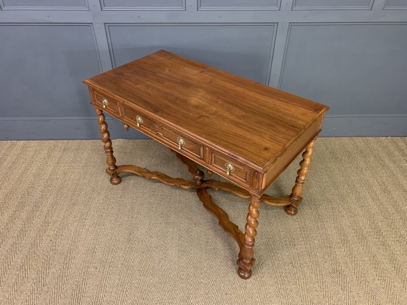 Walnut Barley Twist 3 Drawer Side Table - Image 14