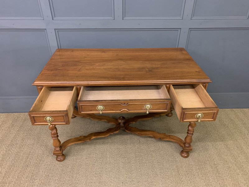 Walnut Barley Twist 3 Drawer Side Table - Image 17