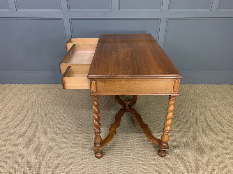 Walnut Barley Twist 3 Drawer Side Table - Image 7