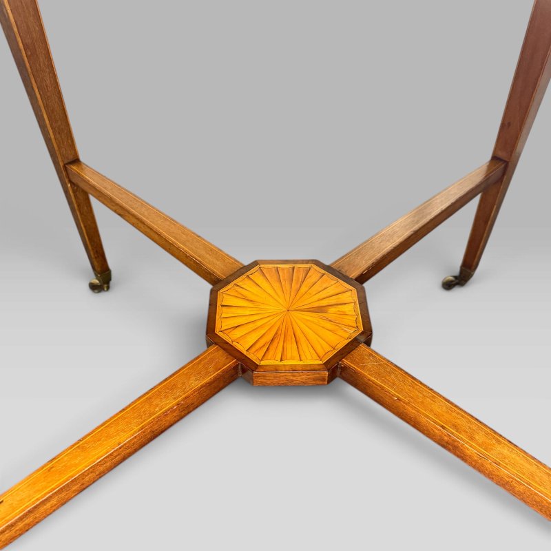 Antique Edwardian Mahogany & Satinwood Marquetry Octagonal Centre Table - Image 5