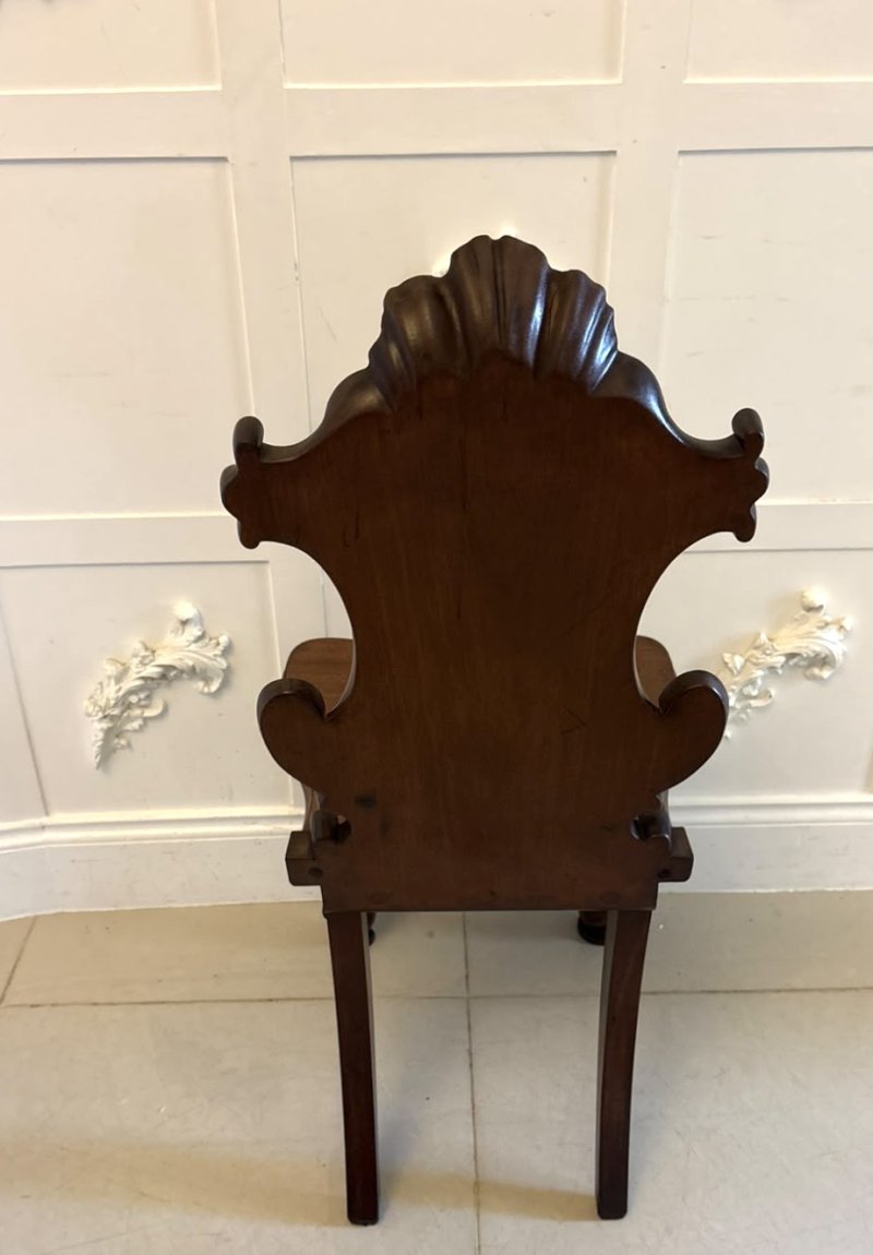 Antique Victorian Carved Mahogany Hall Chairs – Pair - Image 7