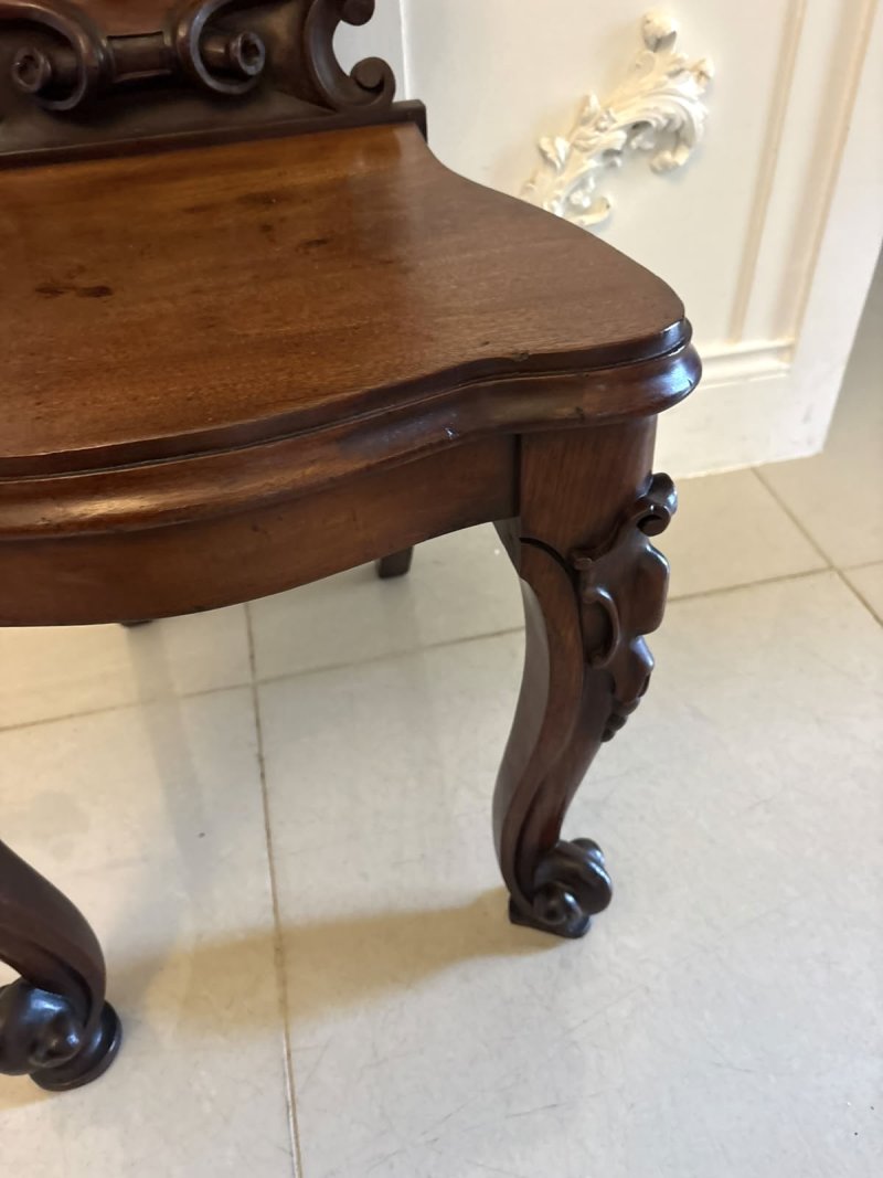 Antique Victorian Carved Mahogany Hall Chairs – Pair - Image 14