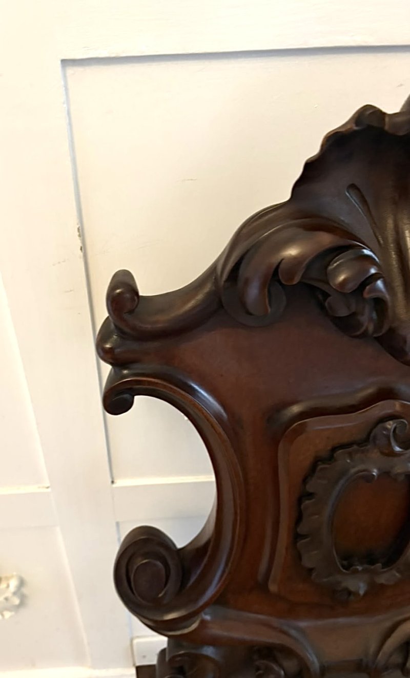 Antique Victorian Carved Mahogany Hall Chairs – Pair - Image 11