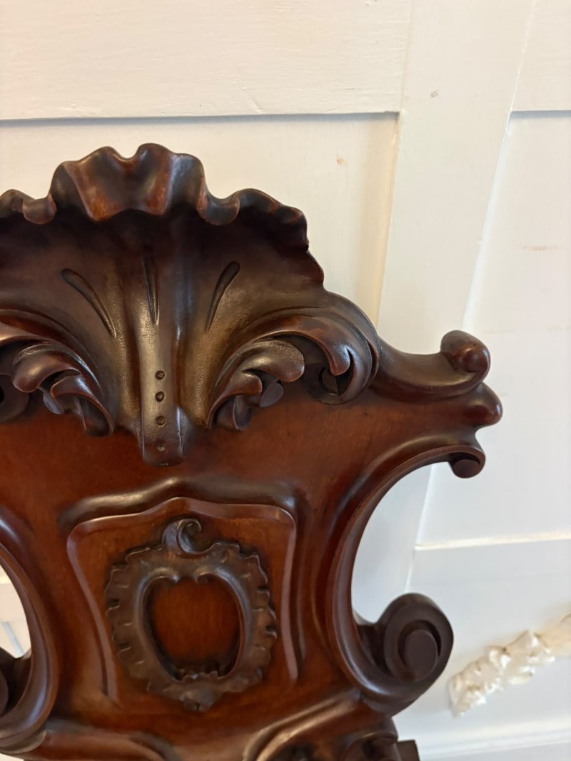Antique Victorian Carved Mahogany Hall Chairs – Pair - Image 12