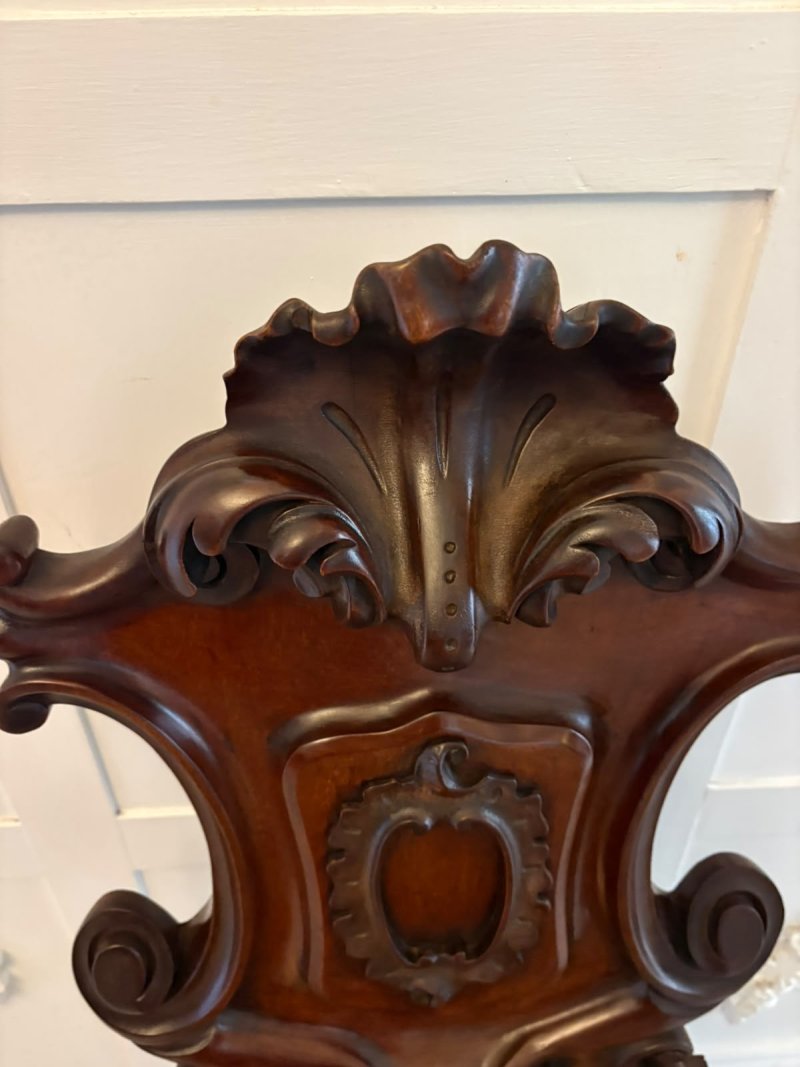 Antique Victorian Carved Mahogany Hall Chairs – Pair - Image 13