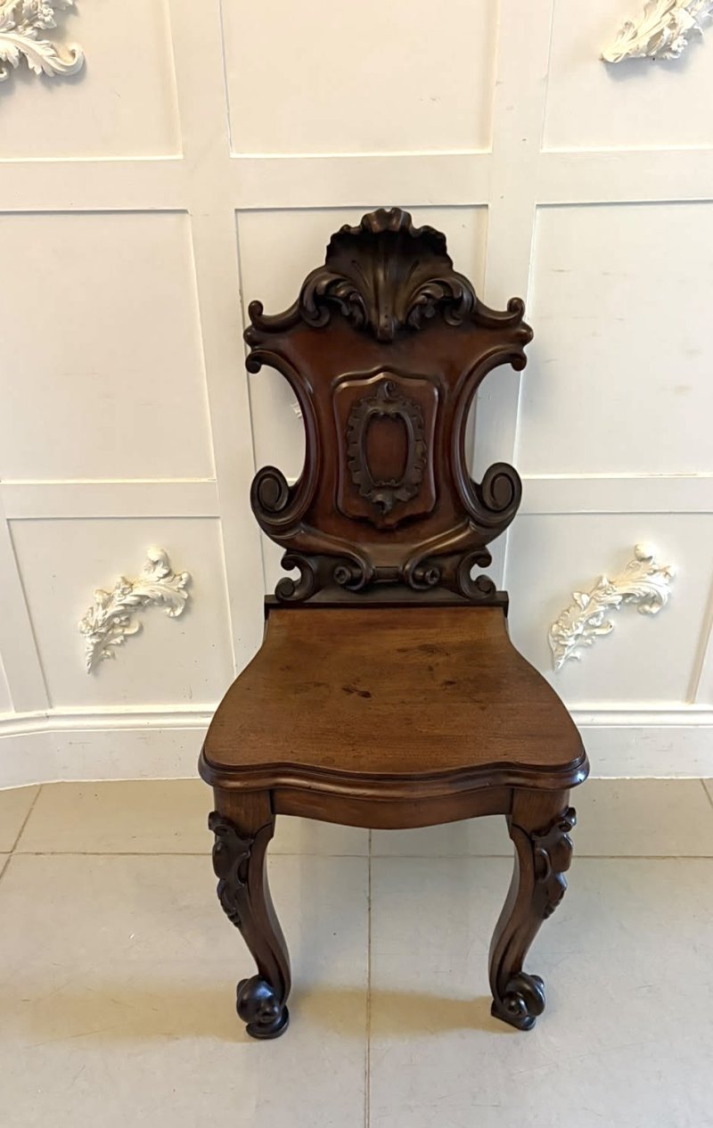 Antique Victorian Carved Mahogany Hall Chairs – Pair - Image 15