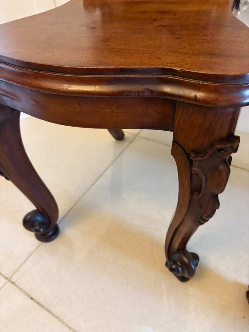 Antique Victorian Carved Mahogany Hall Chairs – Pair - Image 17