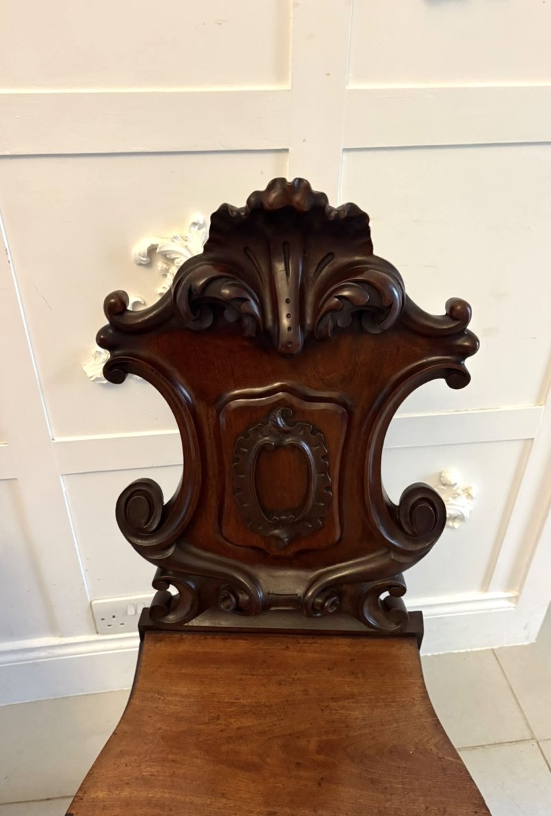 Antique Victorian Carved Mahogany Hall Chairs – Pair - Image 16