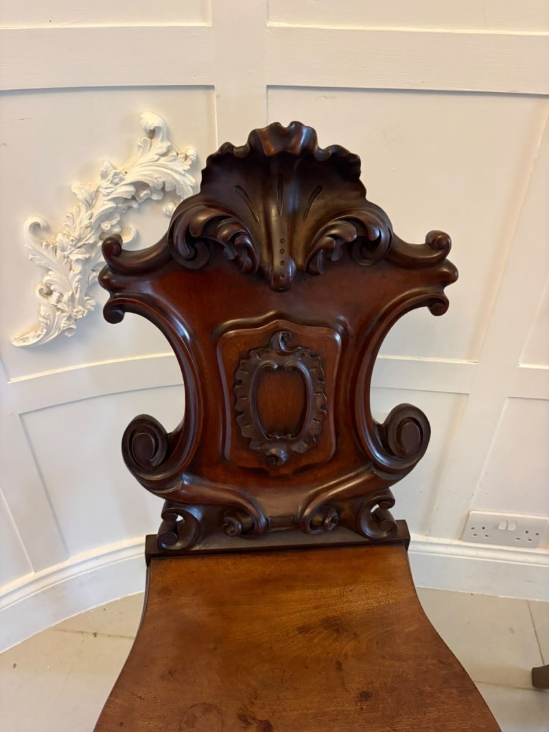 Antique Victorian Carved Mahogany Hall Chairs – Pair - Image 18