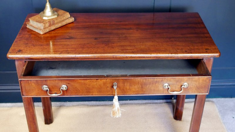 George III Mahogany Tea Fold Over Side Hall Console Table - Image 7