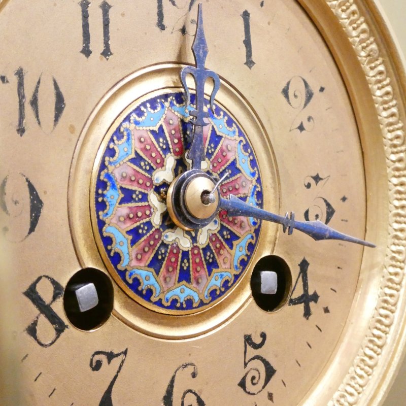French Brass & Champleve Clock Set by Samuel Marti - Image 3