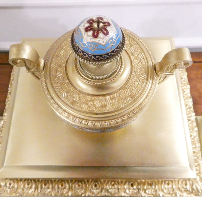 French Brass & Champleve Clock Set by Samuel Marti - Image 10