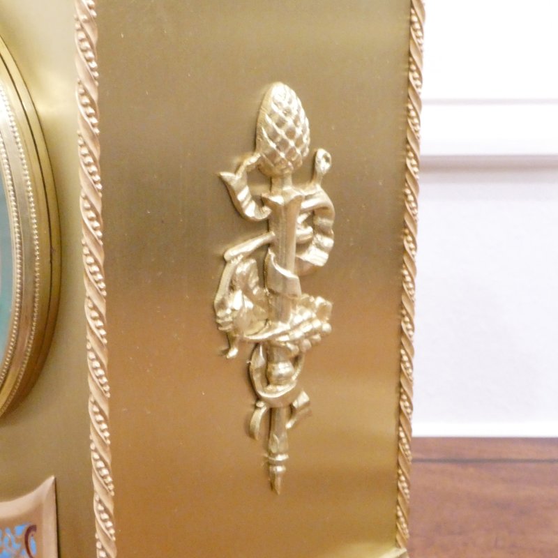French Brass & Champleve Clock Set by Samuel Marti - Image 12