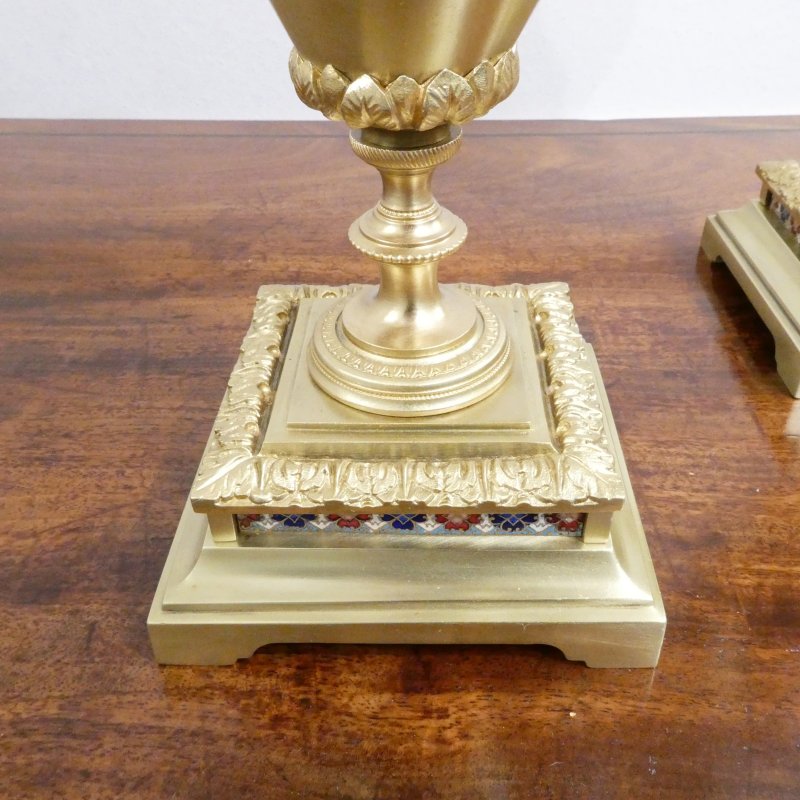French Brass & Champleve Clock Set by Samuel Marti - Image 18