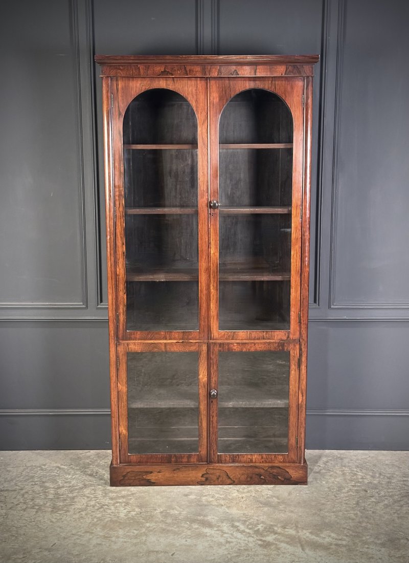 Tall Victorian Rosewood Glazed Bookcase - Image 8