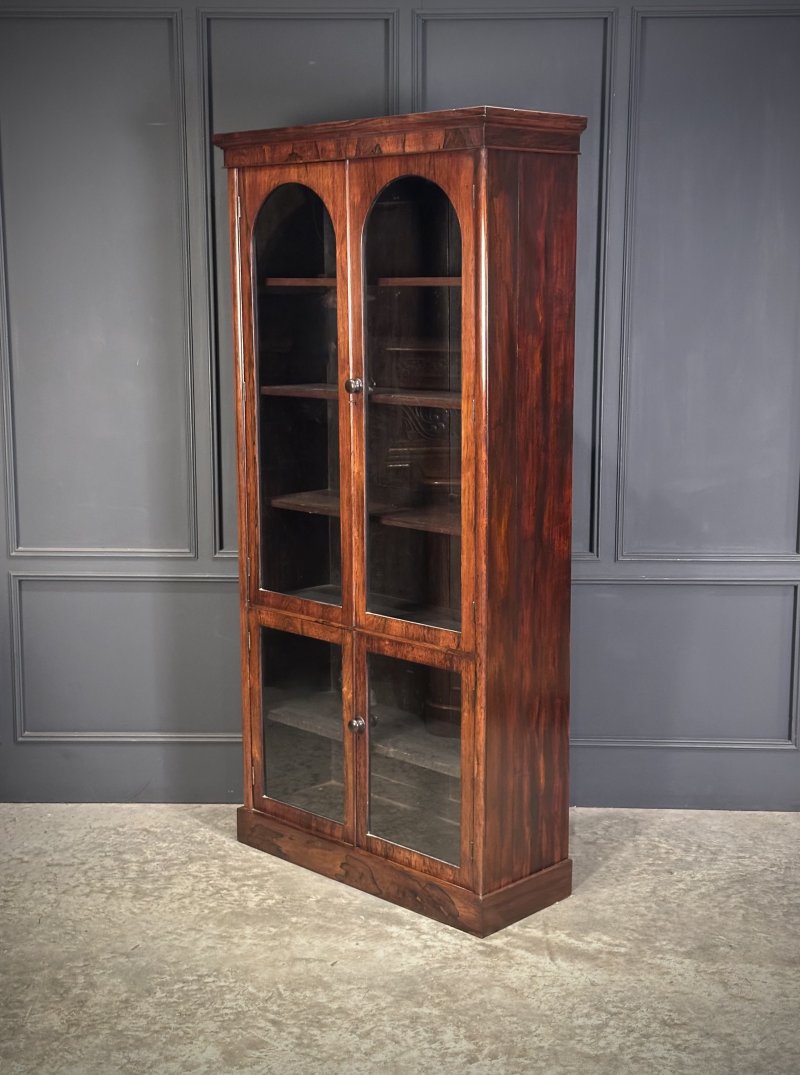 Tall Victorian Rosewood Glazed Bookcase - Image 6