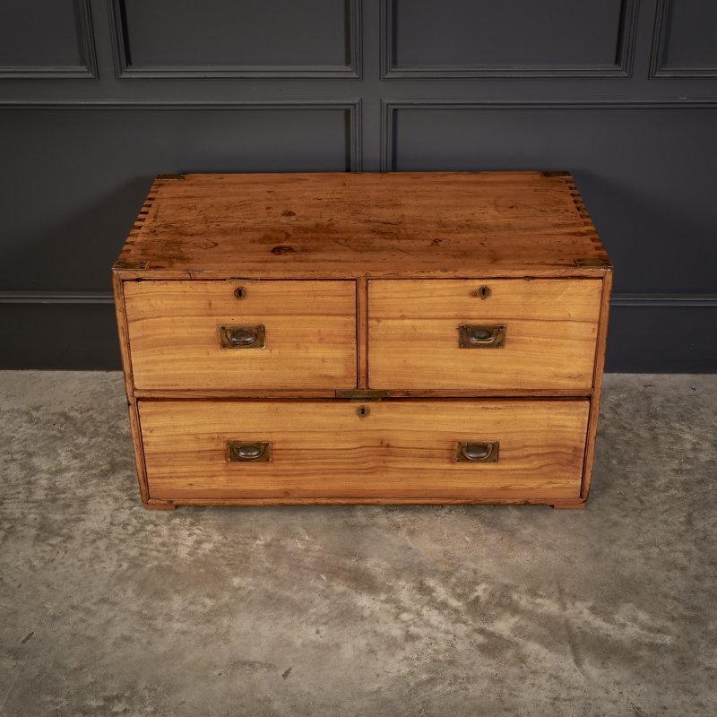 Low Camphor Wood Campaign Chest of Drawers - Image 3