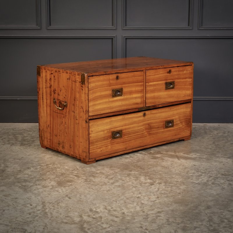 Low Camphor Wood Campaign Chest of Drawers - Image 2