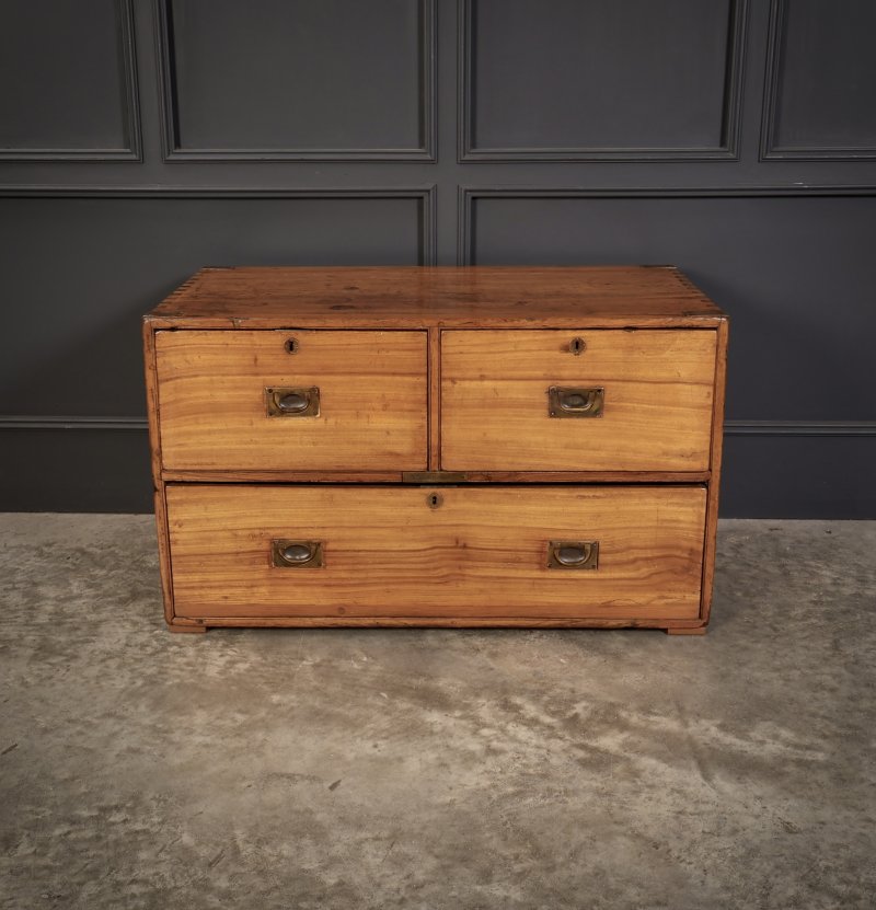 Low Camphor Wood Campaign Chest of Drawers - Image 5