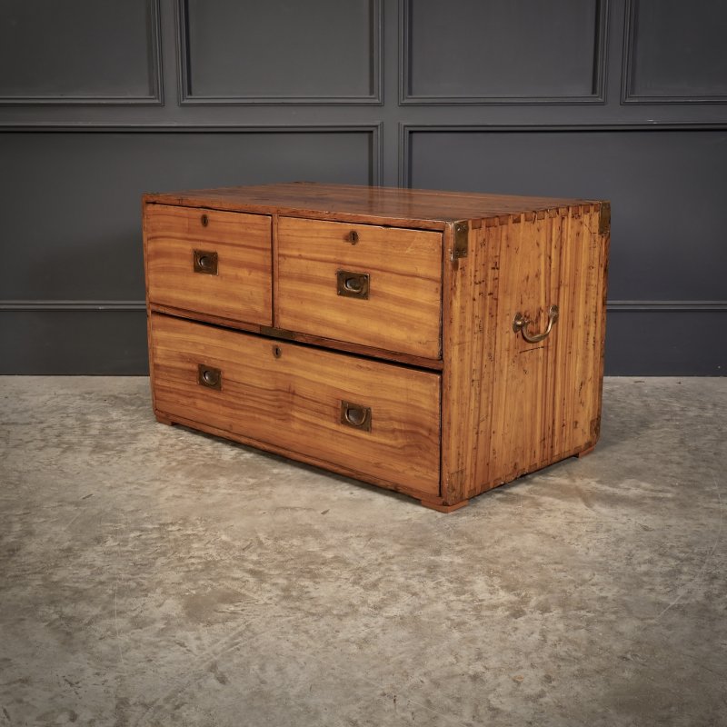 Low Camphor Wood Campaign Chest of Drawers - Image 7