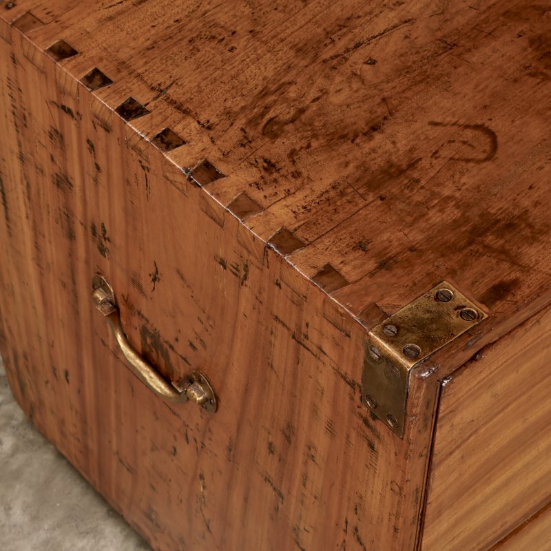 Low Camphor Wood Campaign Chest of Drawers - Image 12