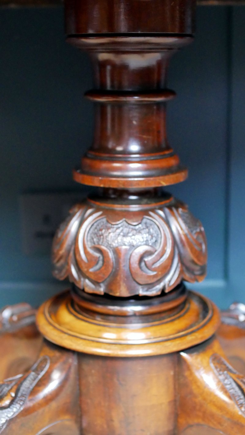 Victorian Serpentine Burr Walnut Console Hall Side Games Table - Image 8