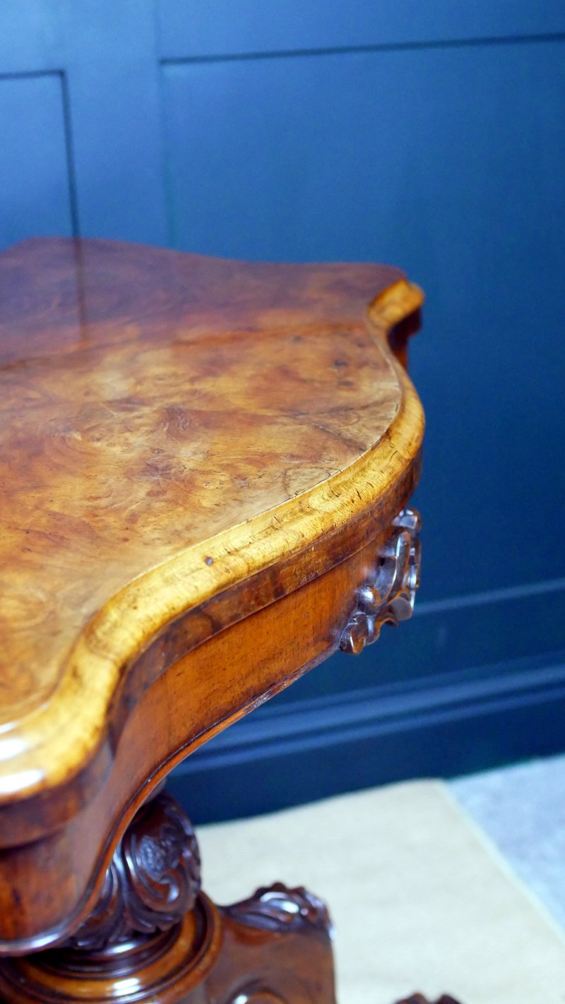 Victorian Serpentine Burr Walnut Console Hall Side Games Table - Image 10