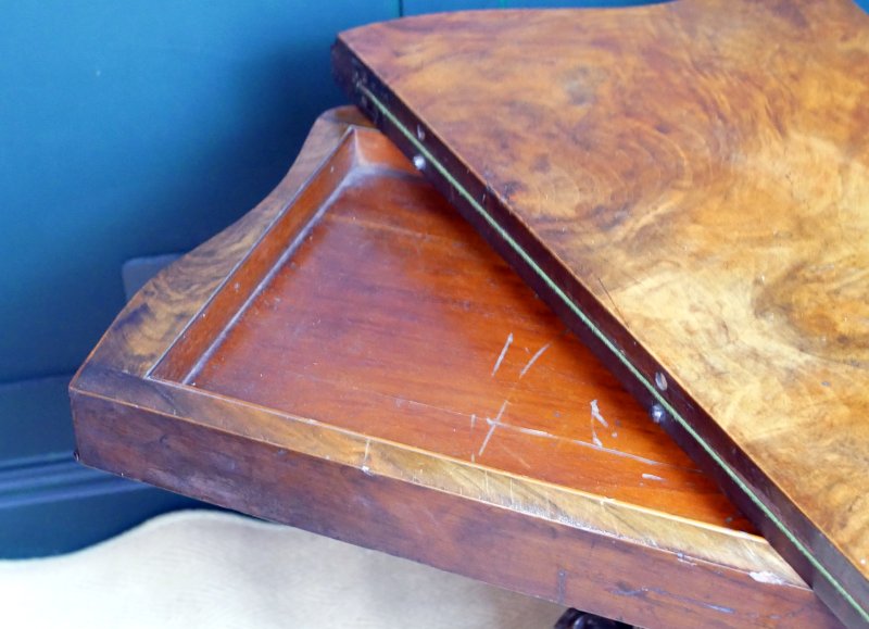 Victorian Serpentine Burr Walnut Console Hall Side Games Table - Image 12