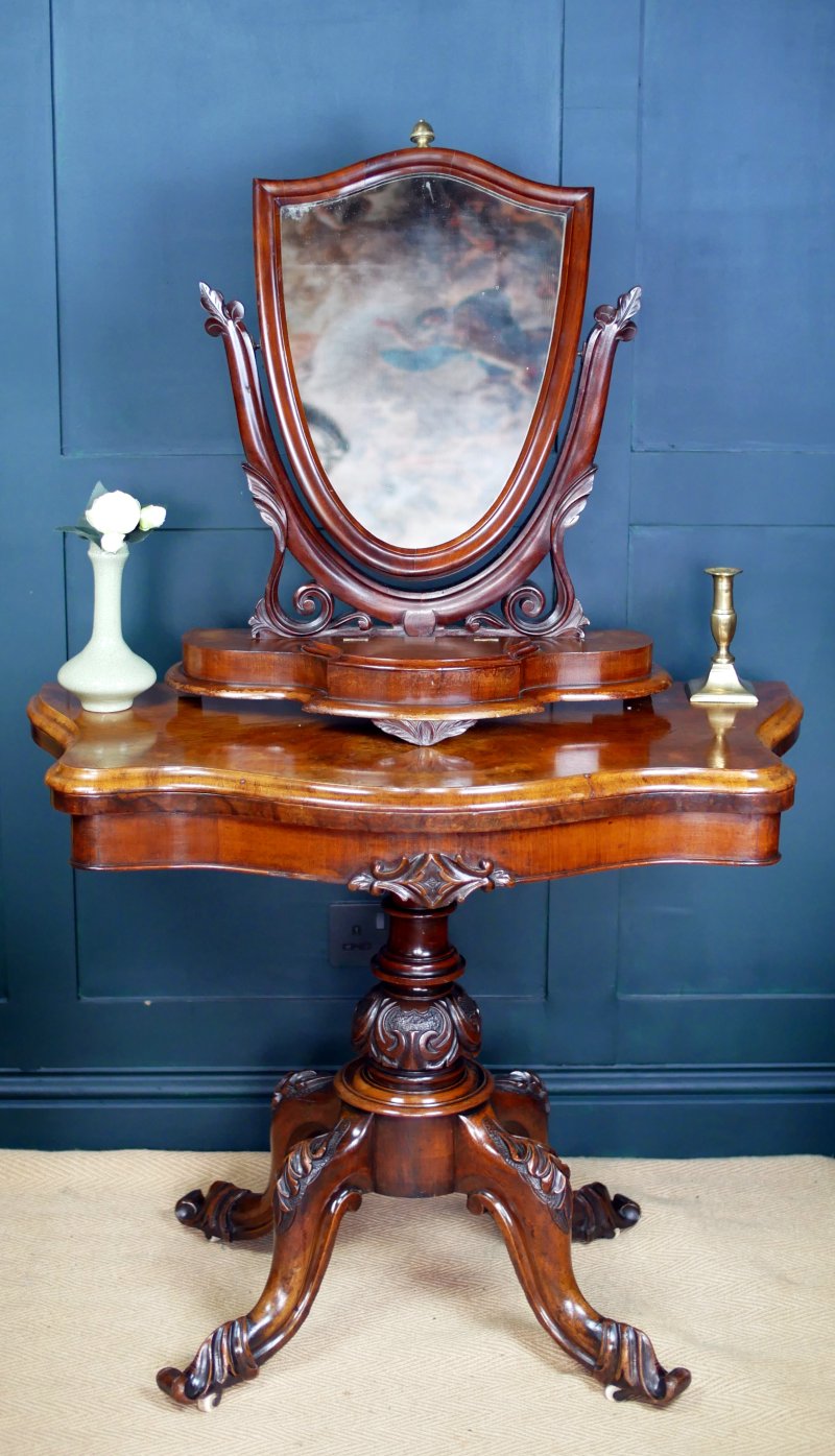 Victorian Shield Back Table Toilet Dressing Table Mirror