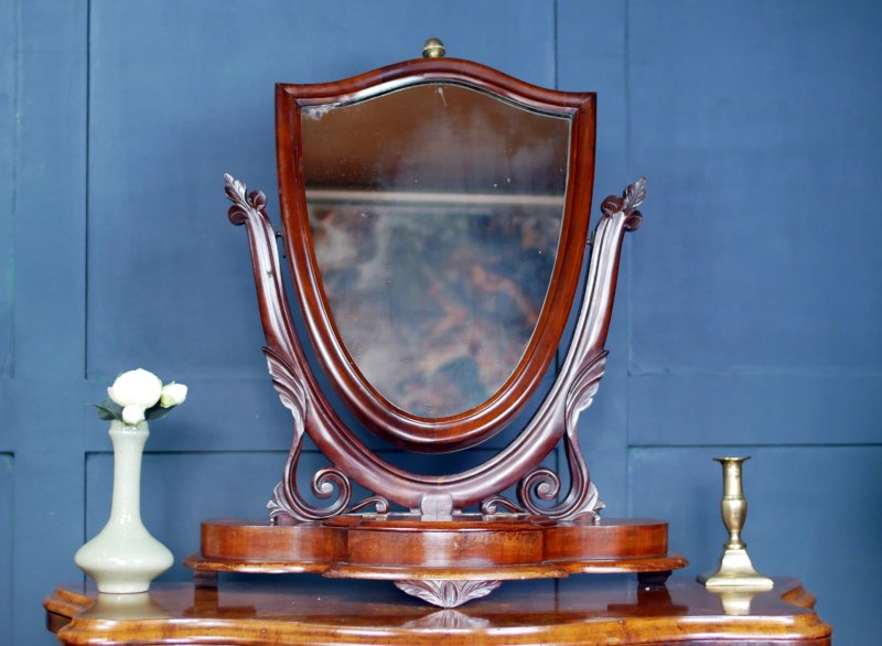 Victorian Shield Back Table Toilet Dressing Table Mirror - Image 4