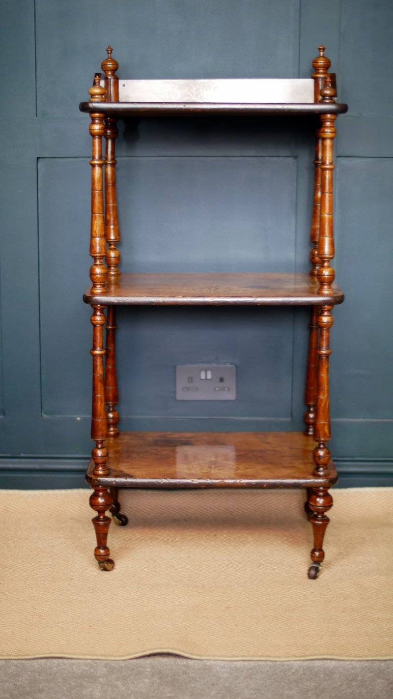 Victorian Display Shelves Walnut Whatnot - Image 3