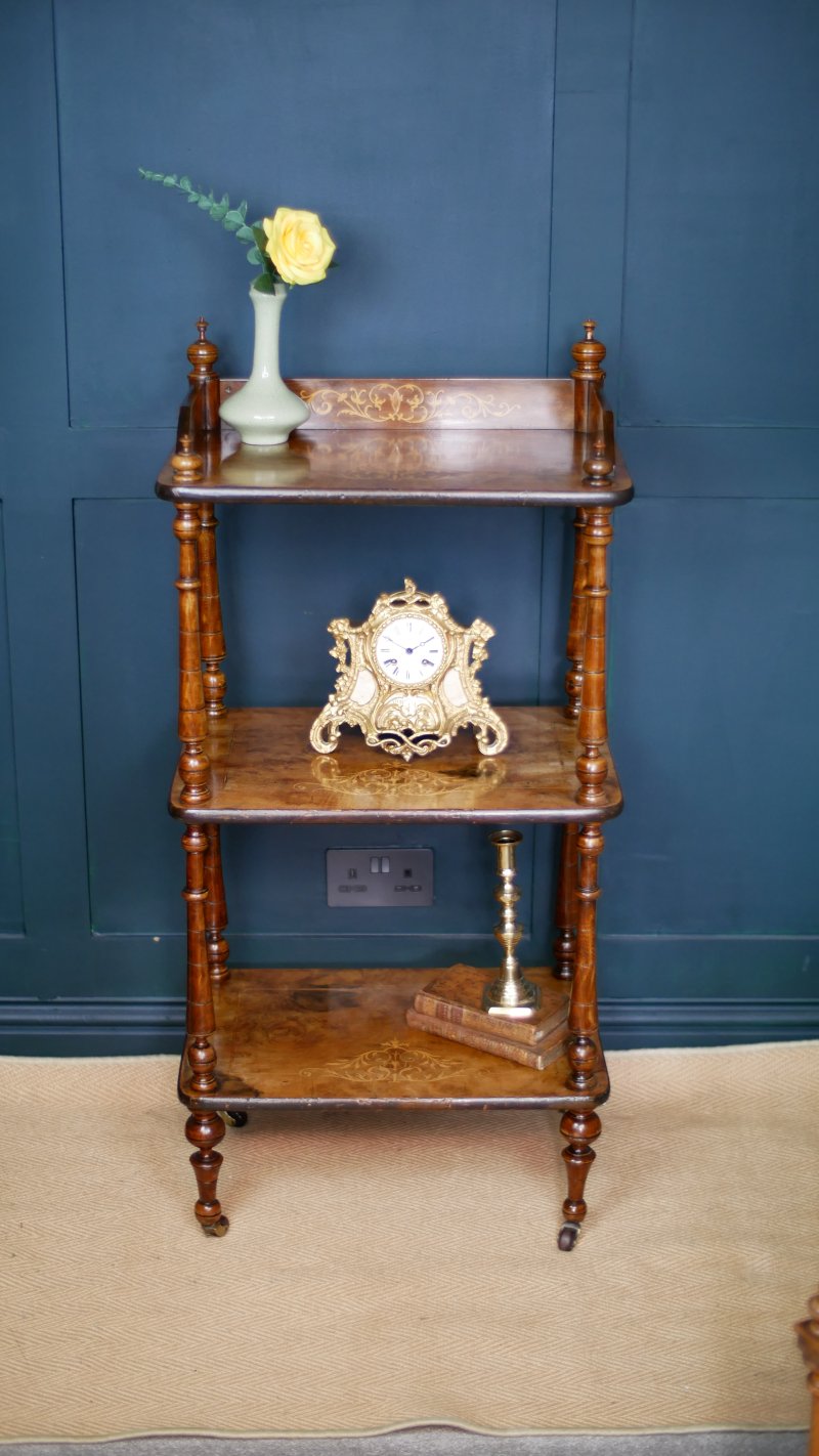 Victorian Display Shelves Walnut Whatnot - Image 2