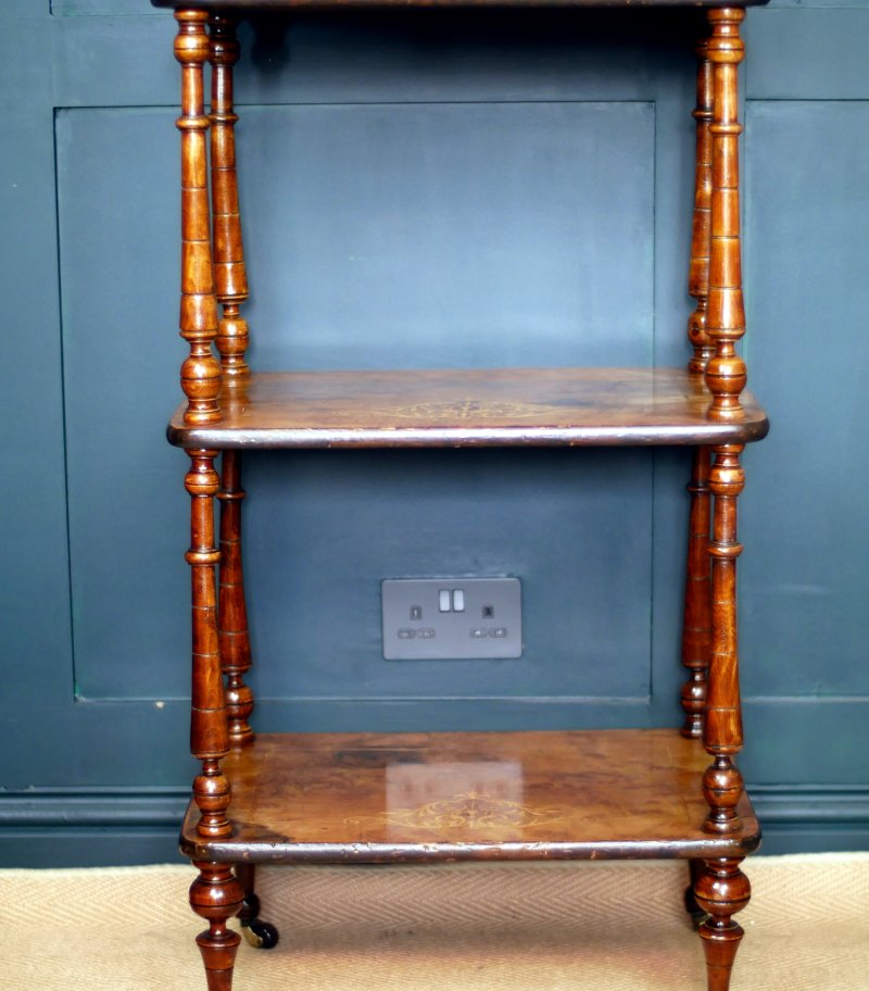 Victorian Display Shelves Walnut Whatnot - Image 4