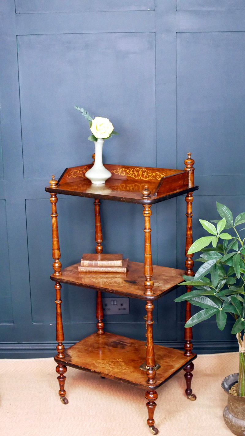 Victorian Display Shelves Walnut Whatnot - Image 15