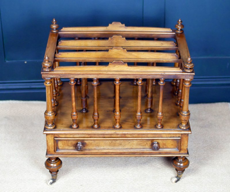 Victorian 19th Century Walnut Canterbury Magazine Rack - Image 2