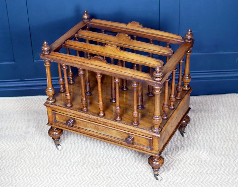 Victorian 19th Century Walnut Canterbury Magazine Rack - Image 3