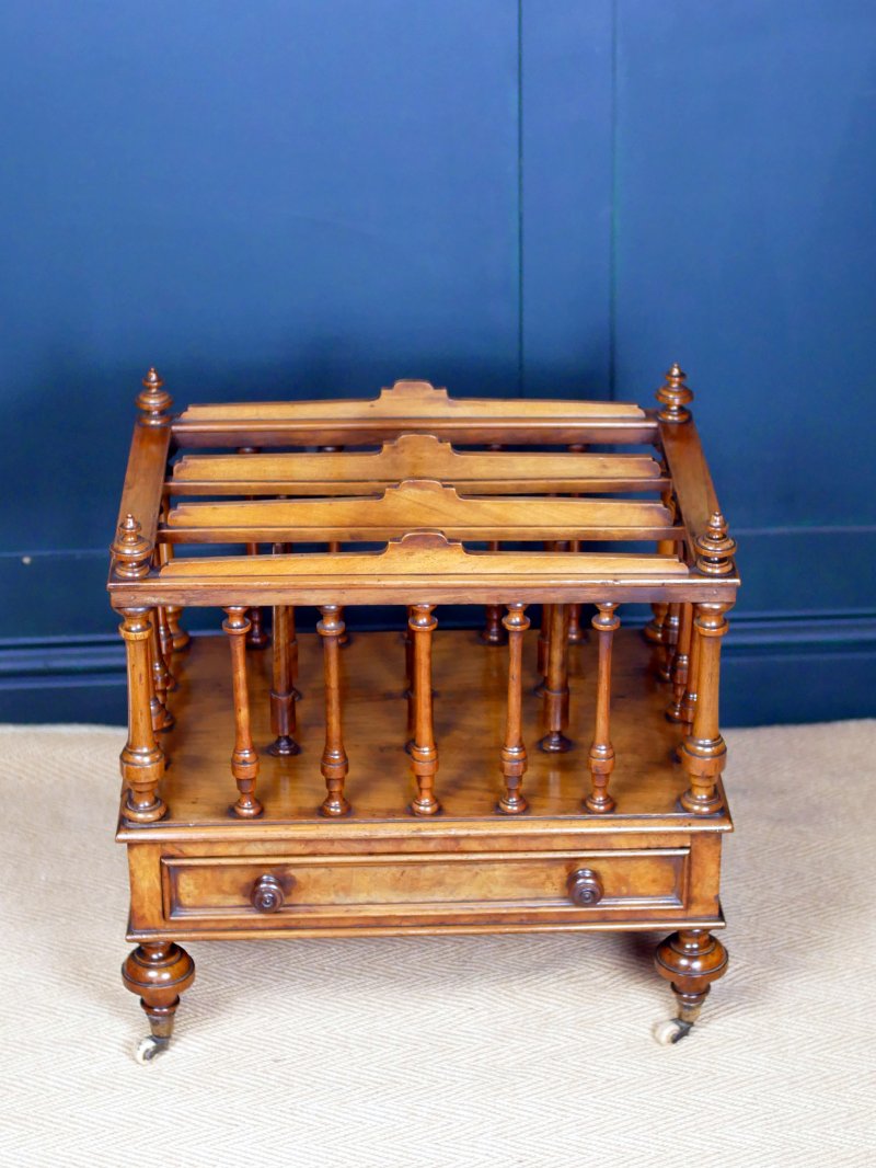 Victorian 19th Century Walnut Canterbury Magazine Rack - Image 4