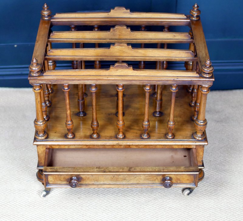 Victorian 19th Century Walnut Canterbury Magazine Rack - Image 5