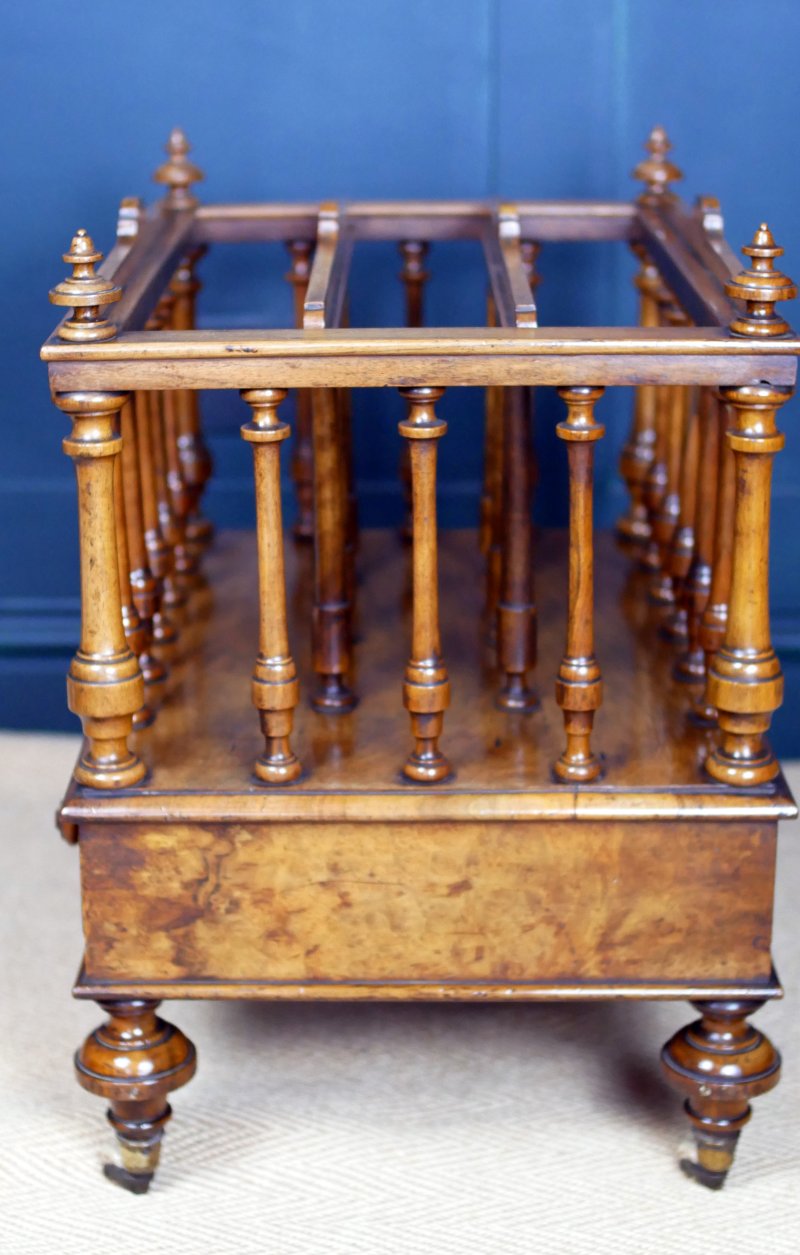 Victorian 19th Century Walnut Canterbury Magazine Rack - Image 9