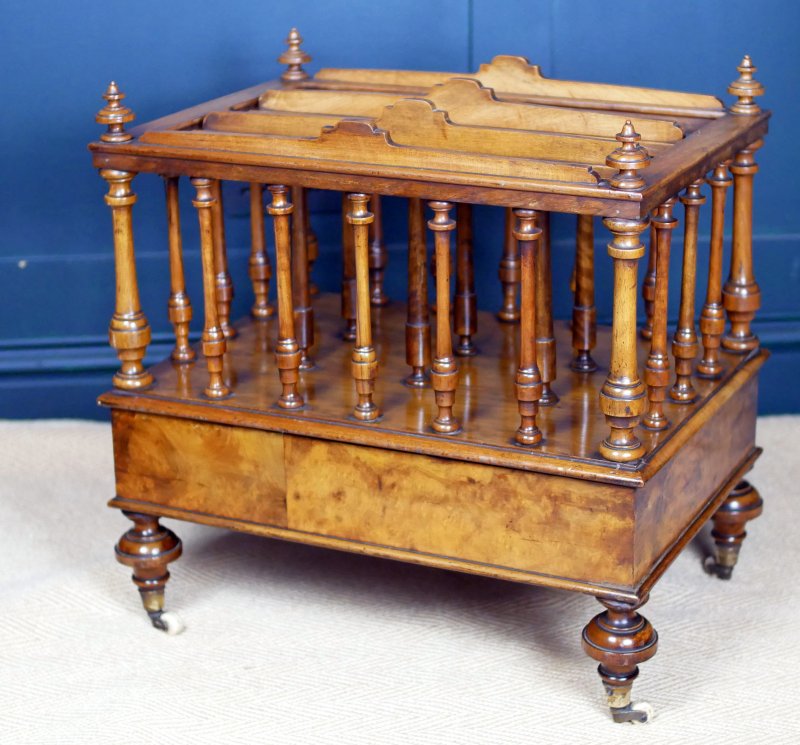 Victorian 19th Century Walnut Canterbury Magazine Rack - Image 10