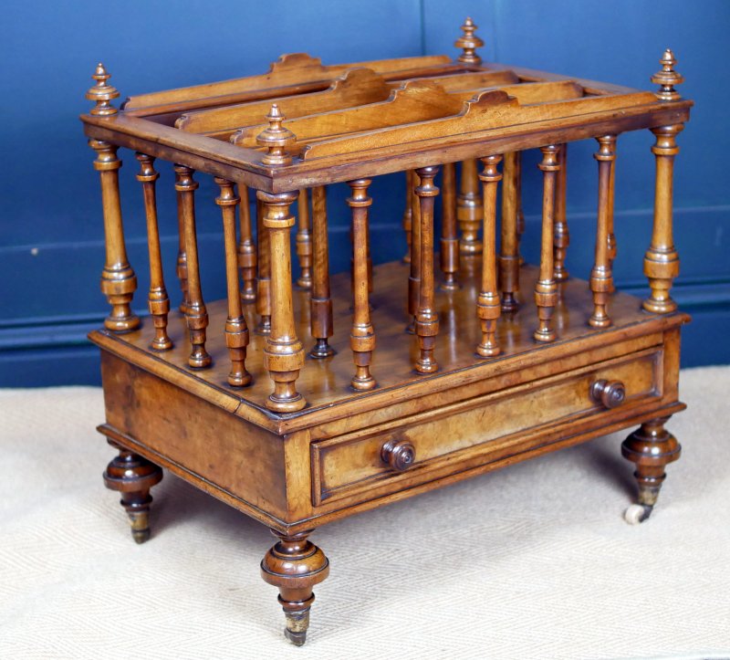 Victorian 19th Century Walnut Canterbury Magazine Rack - Image 11