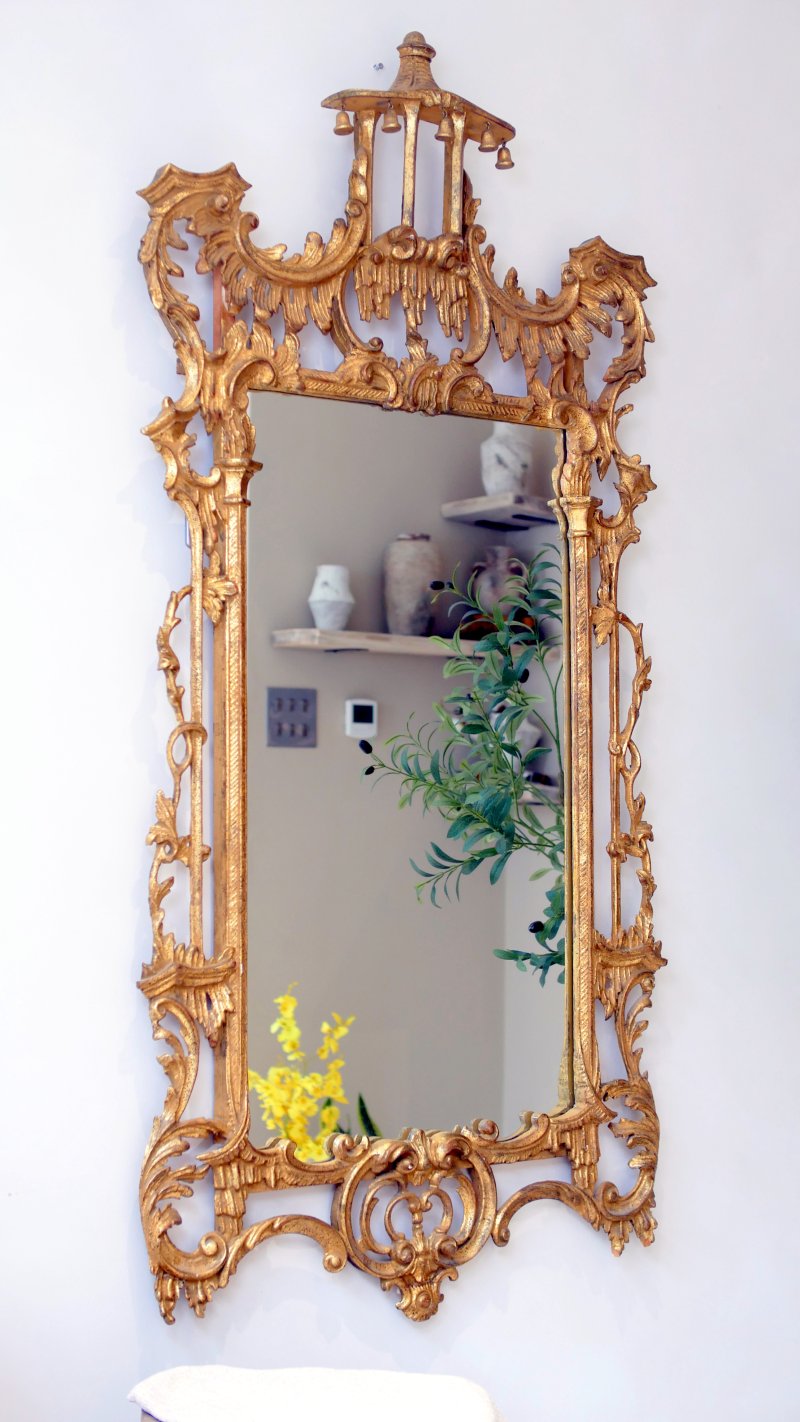 Fine Quality Vintge Chinese Chippendale Style Carved Mirror