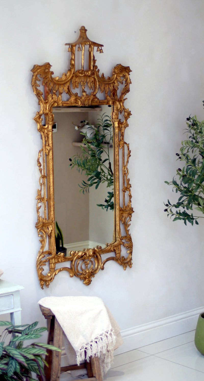 Fine Quality Vintge Chinese Chippendale Style Carved Mirror - Image 7