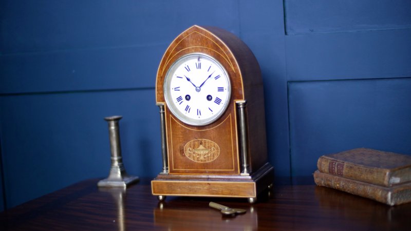 Edwardian Lancet Mantle Bracket Clock - Image 12