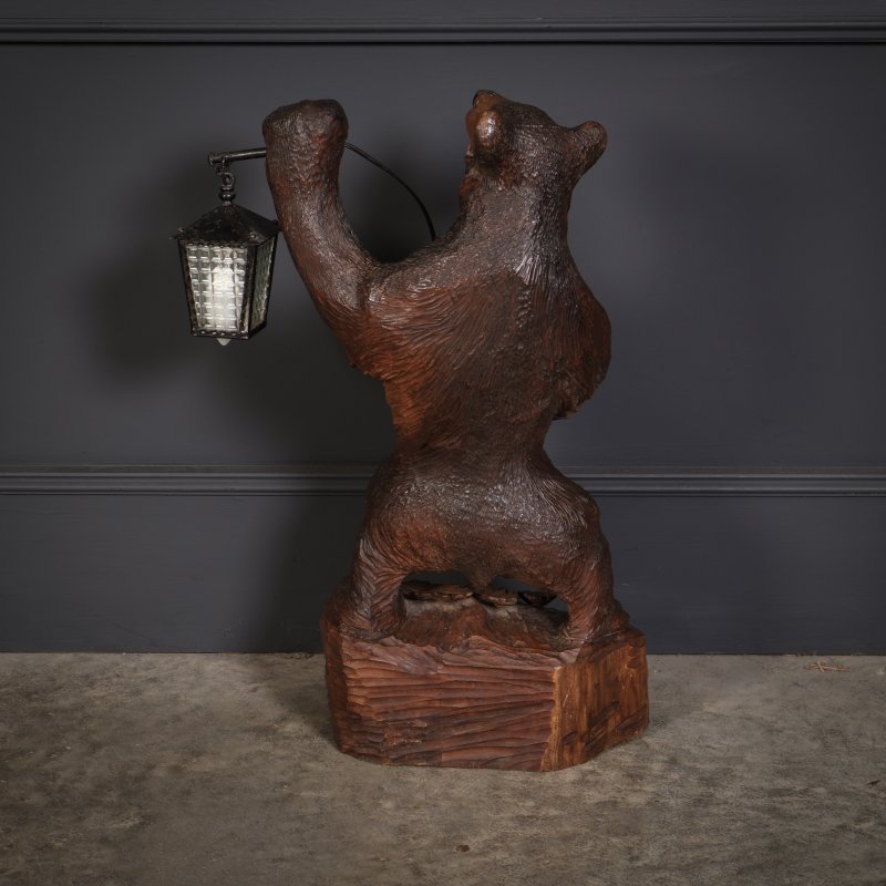 Carved Wood Black Forest Bear Lamp - Image 7