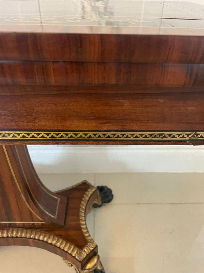 Magnificent Quality Antique George III Rosewood Brass Inlaid Card/Console Table by George Bullock - Image 13