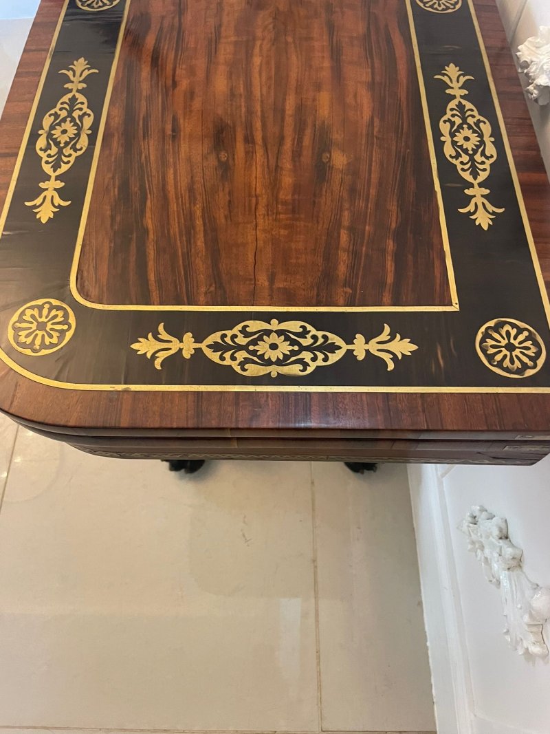 Magnificent Quality Antique George III Rosewood Brass Inlaid Card/Console Table by George Bullock - Image 9