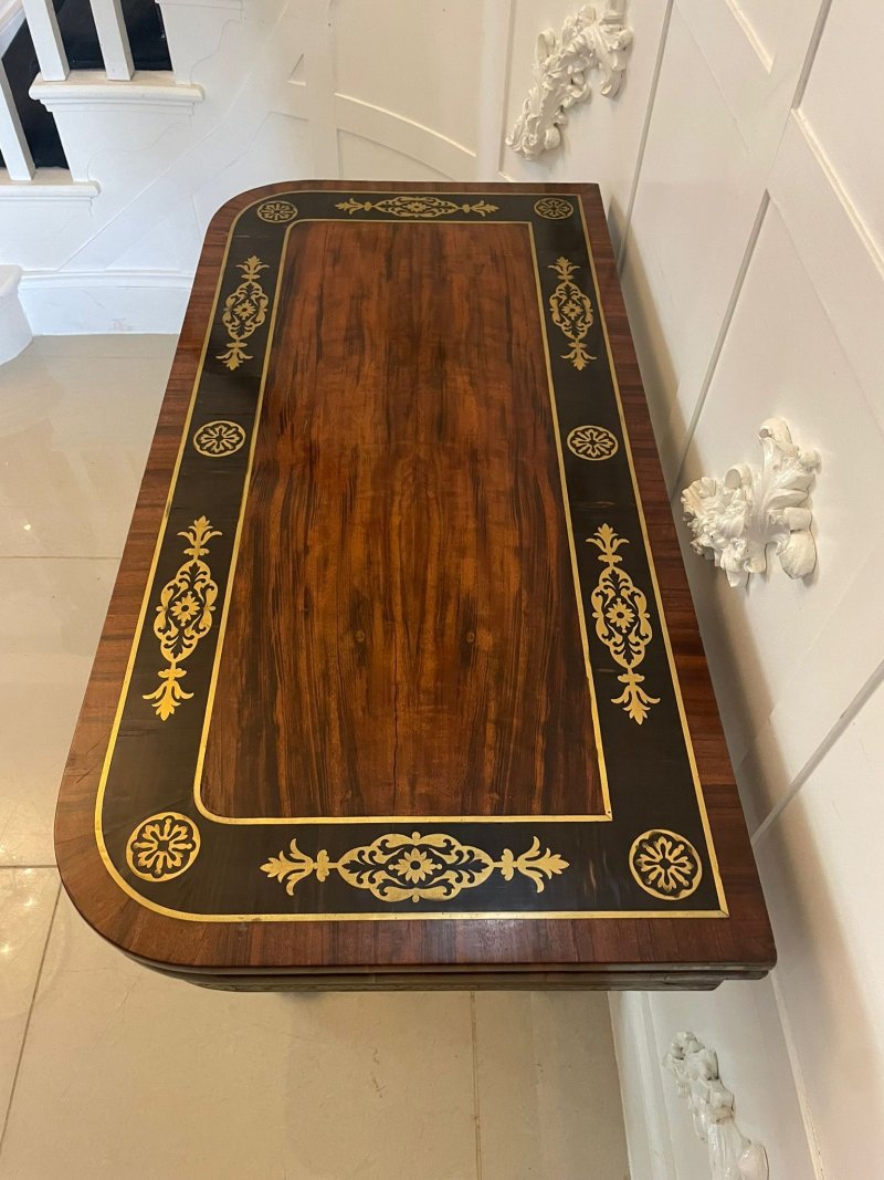 Magnificent Quality Antique George III Rosewood Brass Inlaid Card/Console Table by George Bullock - Image 11