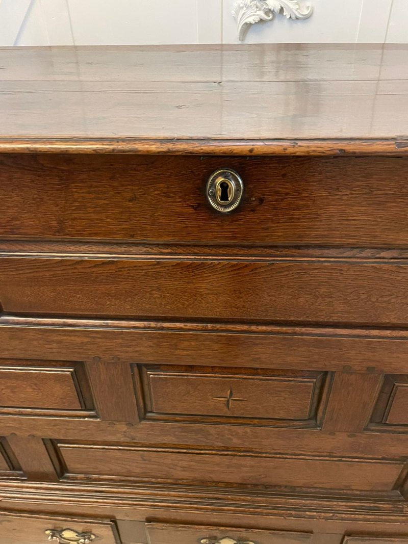 Large 18th Century Antique Quality Oak Coffer on Stand - Image 10